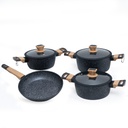 Batterie De Cuisine Sizar 7 Pièces Granite - Noir 