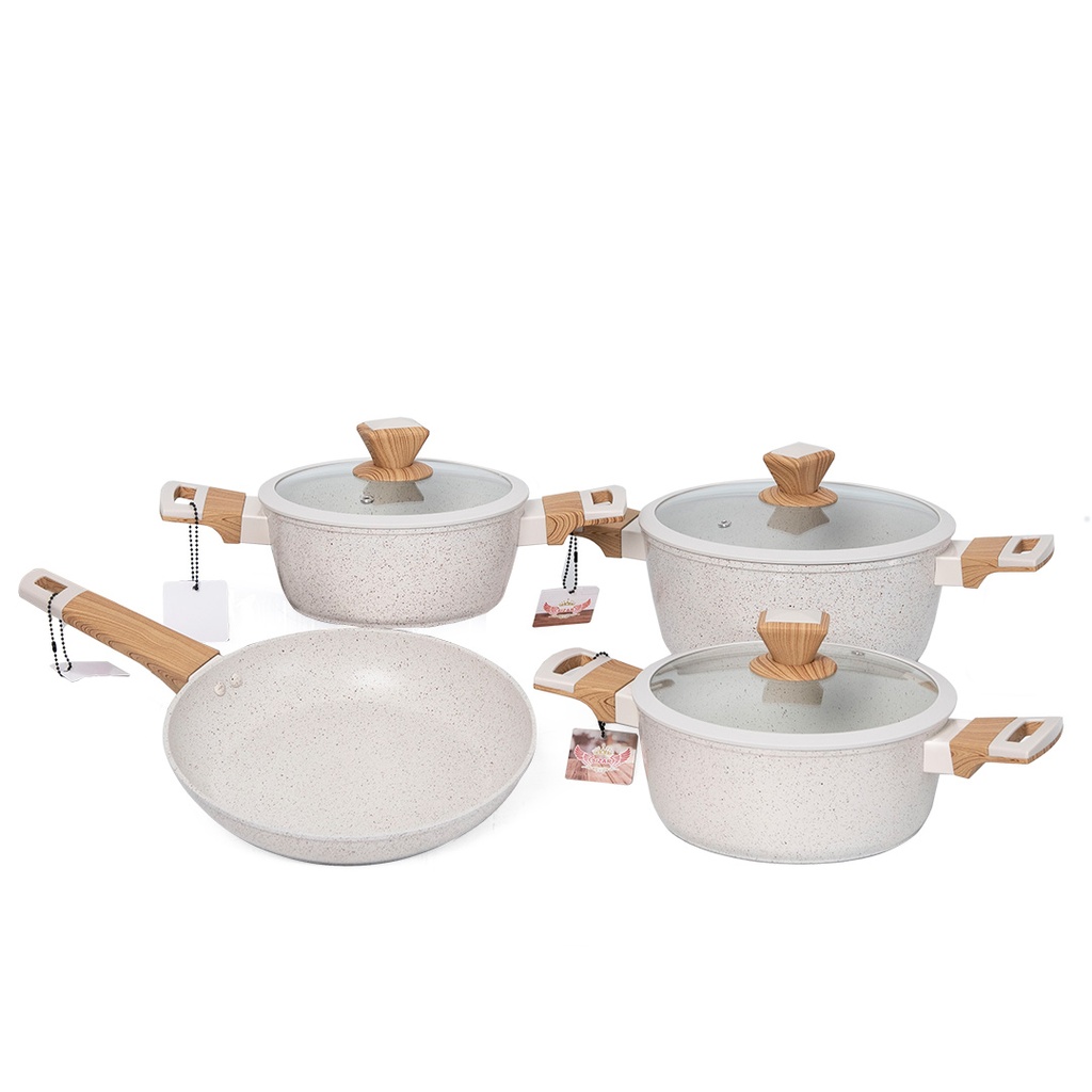 [86081-8B] Batterie De Cuisine Sizar 7 Pièces Granite - Beige