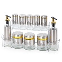Set Portes Épices 11 Pièces En Verre Avec Support - Argent
