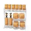 Set Portes Épices 13 Pièces En Verre Avec Support Effet Bois