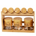 Set Portes Épices 9 Pièces En Verre Avec Support En Bois