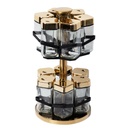 Set Portes Épices 12 Pièces En Verre Avec Support Tournante Doré