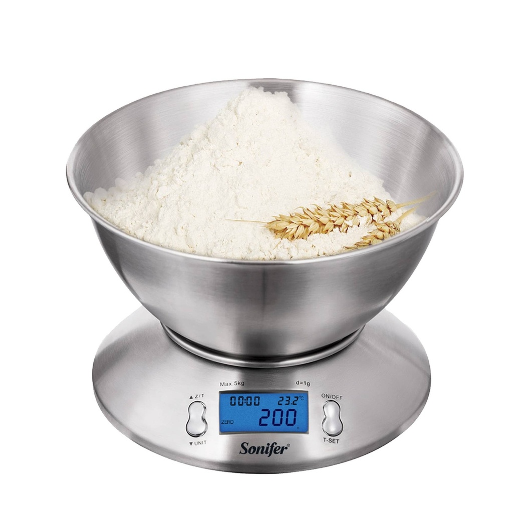 Balance Numérique Sonifer en Acier inoxydable 5kg Avec Bol Alimentaire