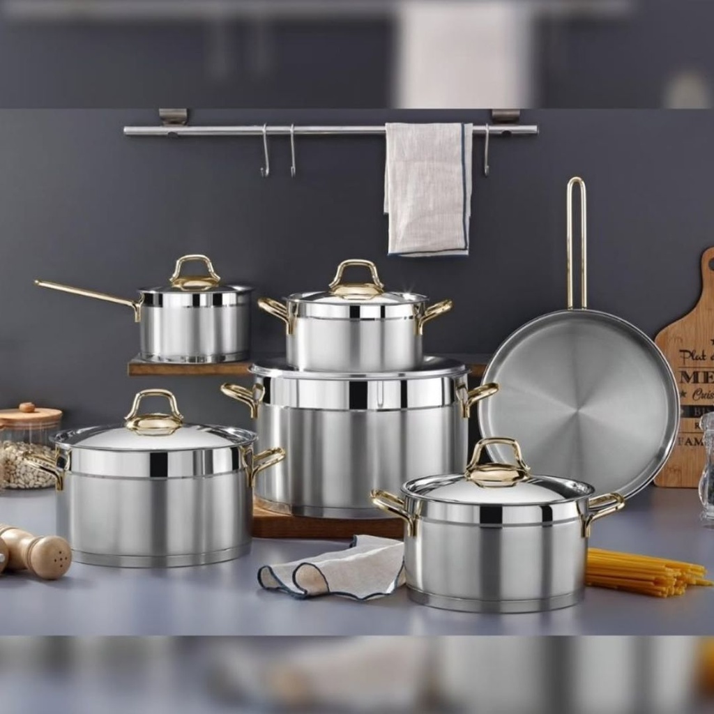 Batterie De Cuisine Vivaldi Anka 11 pieces En Inox 18/10 Doré