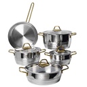 Batterie De Cuisine Vivaldi Aster-9 pièces En Inox 18/10-Doré