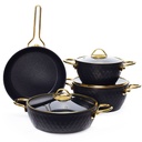 Batterie De Cuisine Vivaldi Lidya Diamond- 7 Pièces Granit- Noir