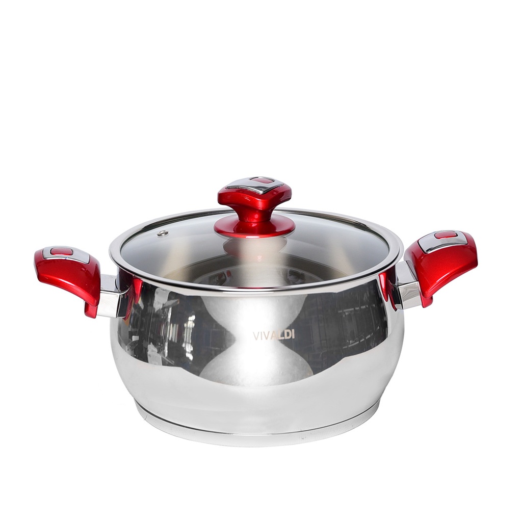 Marmite Vivaldi Tombo 20 cm Inox 18/10 Rouge 