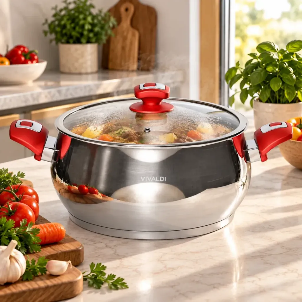 [WHM-1740R] Marmite Vivaldi Tombo 24 cm Inox 18/10 Rouge 