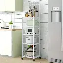 Etager De Rangement Mobile à 5 Niveaux avec Crochets Blanc