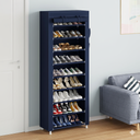 Armoire Chaussures Mobile à 9 niveaux - Bleu - 58x30x158