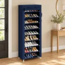 Porte Chaussures- 9 Etagères - Bleu - 58 x 30 x 158 cm