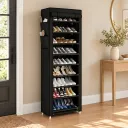 Armoire Chaussures Mobile à 9 niveaux - Noir- 58x30x158