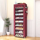 Armoire Chaussures Mobile à 9 niveaux - Rouge- 58x30x158