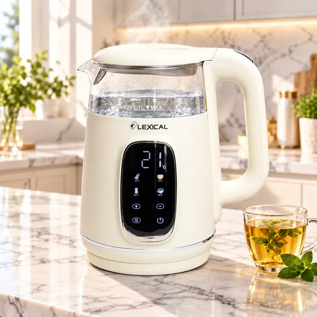 [LEK-1462-3] Bouilloire Electrique Lexical Avec Afficheur Température 2200W Beige 1,7L