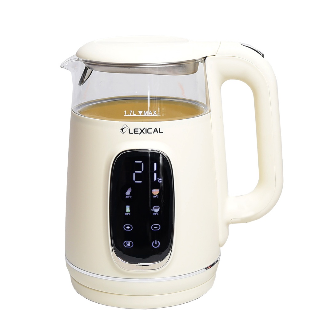 Bouilloire Electrique Lexical Avec Afficheur Température 2200W Beige 1,7L