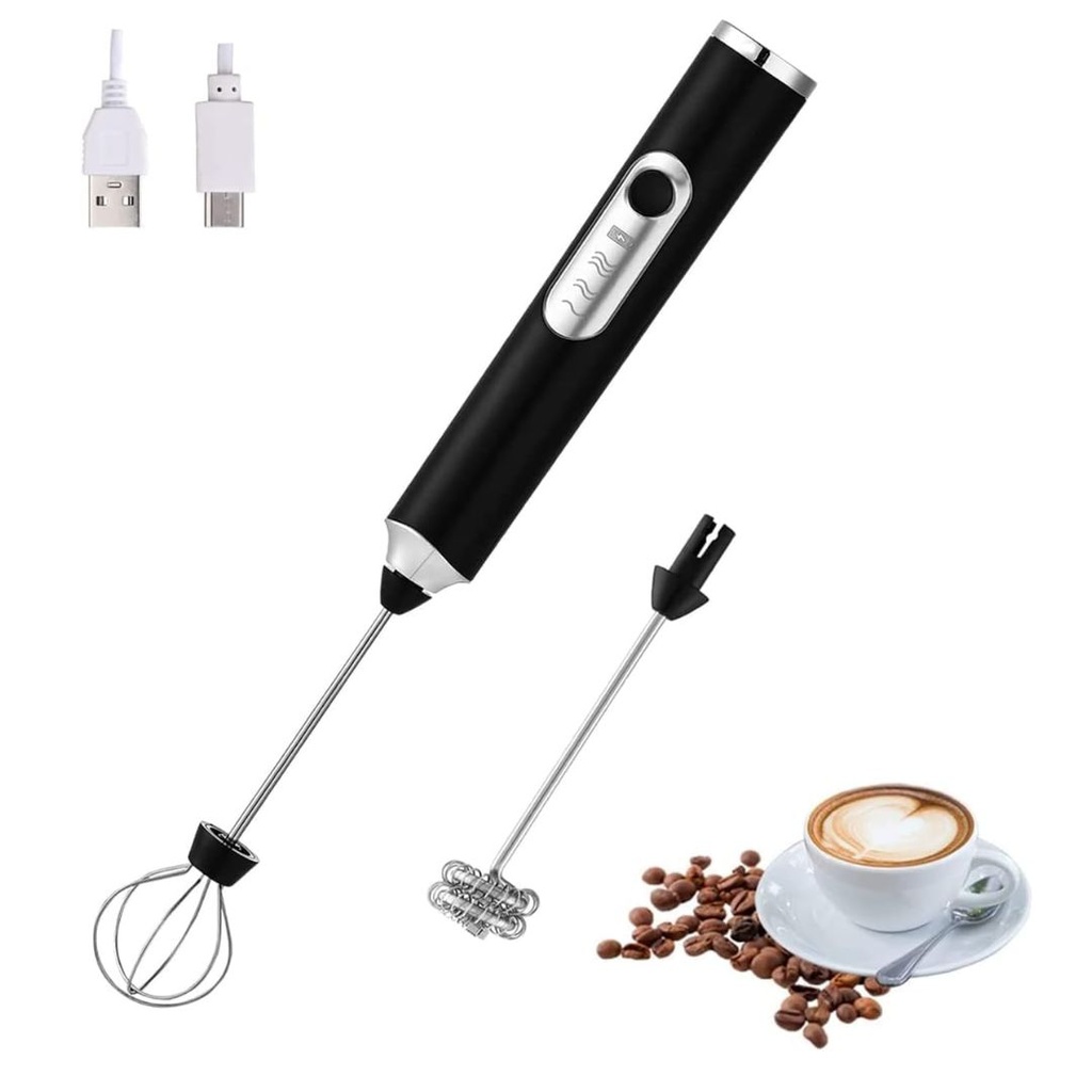Mousseur à Lait 2 en 1 Rechargeable 4W 9000RPM Noir  