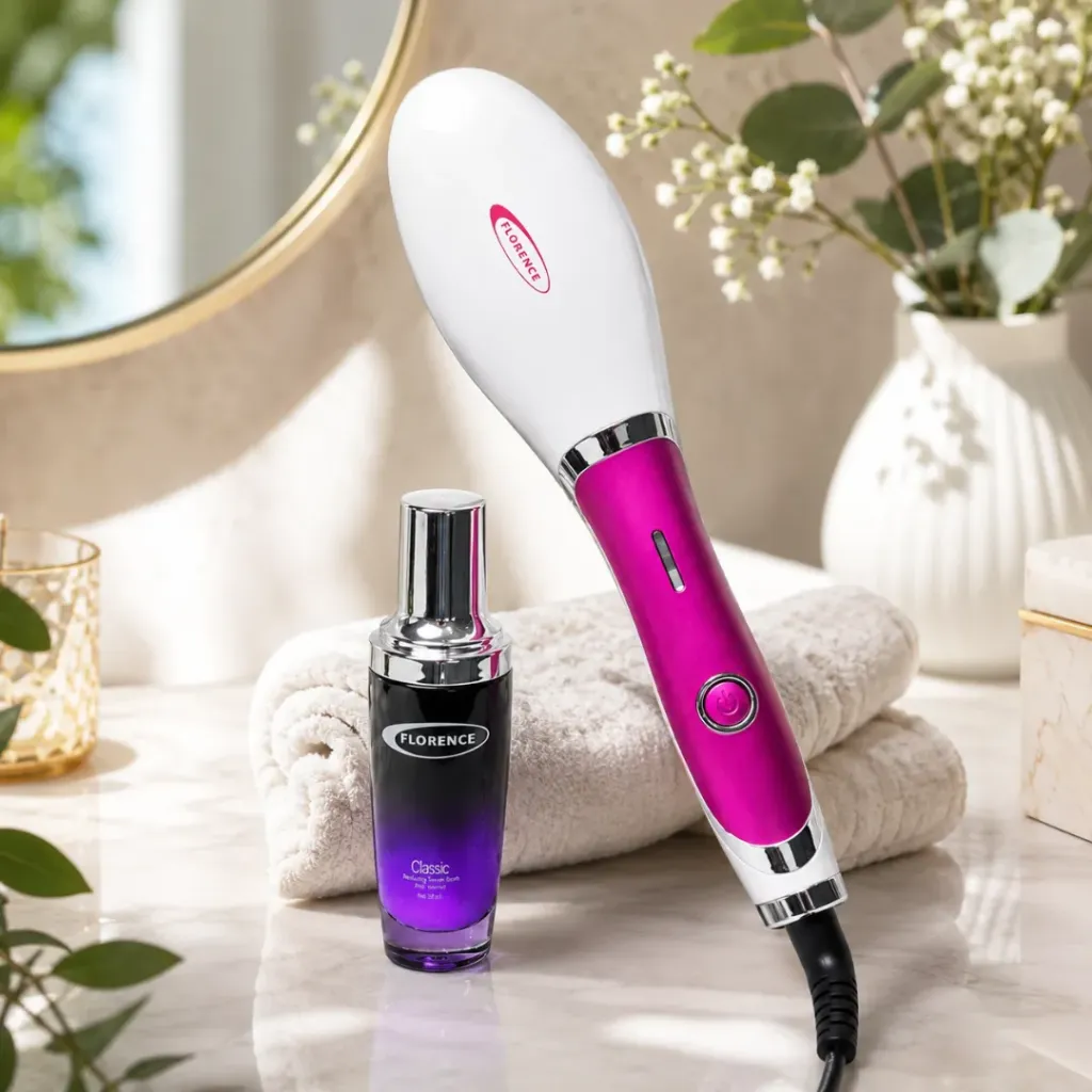 [HK449-1R] Brosse Soufflante Florence Avec Sérum- 50W Rose