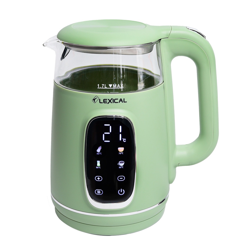 Bouilloire Electrique Lexical Avec Afficheur Température 2200W Vert 1,7L