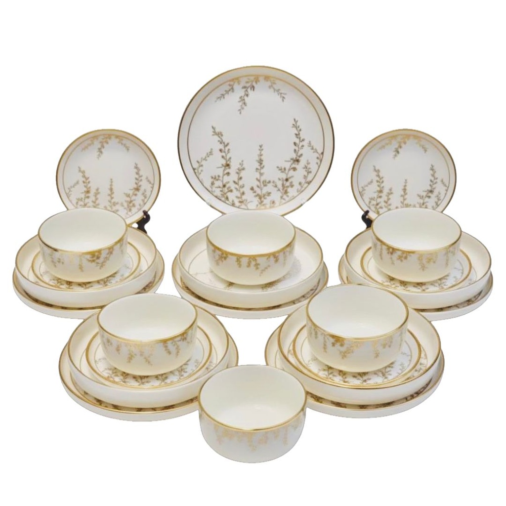 Service à Table en Porcelaine 24 Pièces Golden House Doré