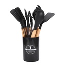 Set D'ustensiles De Cuisine 12 Pièces En Silicone Noir