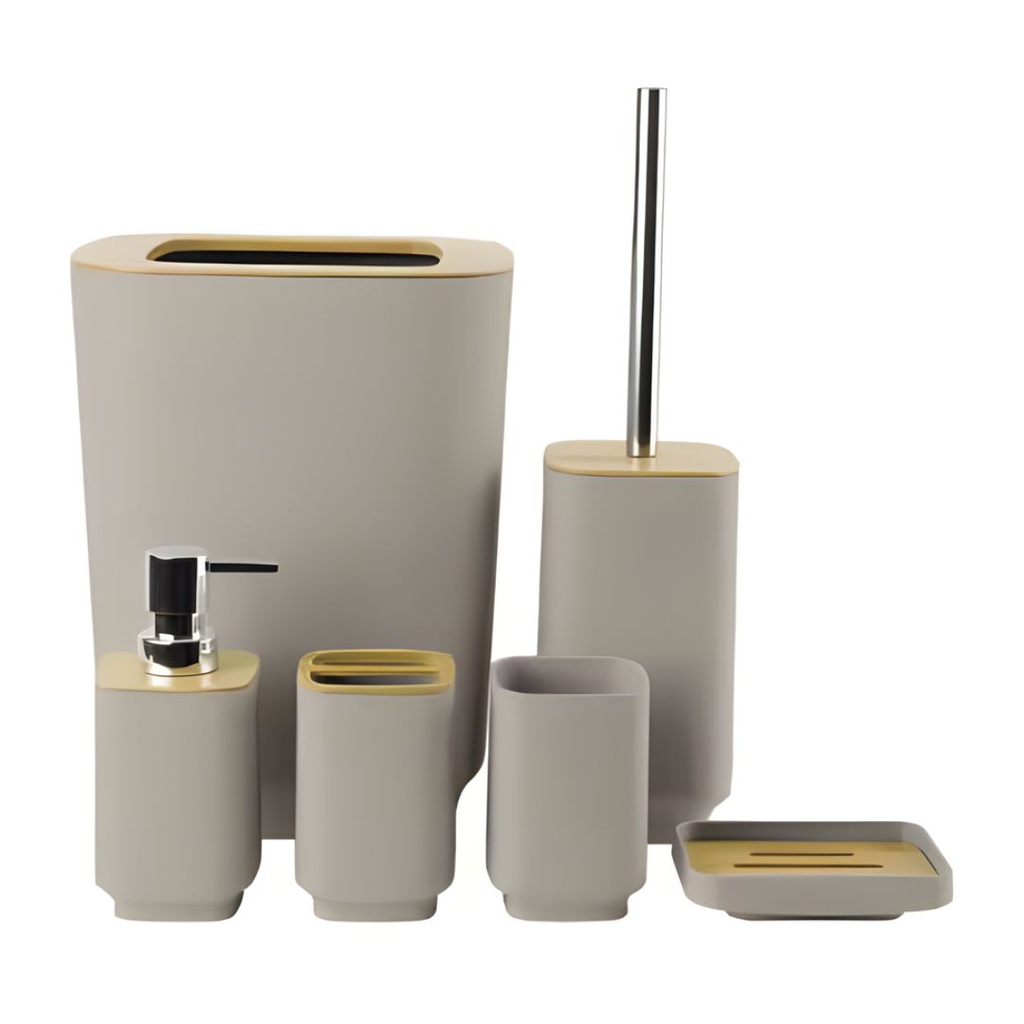 [AC6CGR] Accessoires de salle de bain 6 pièces Carré Grege