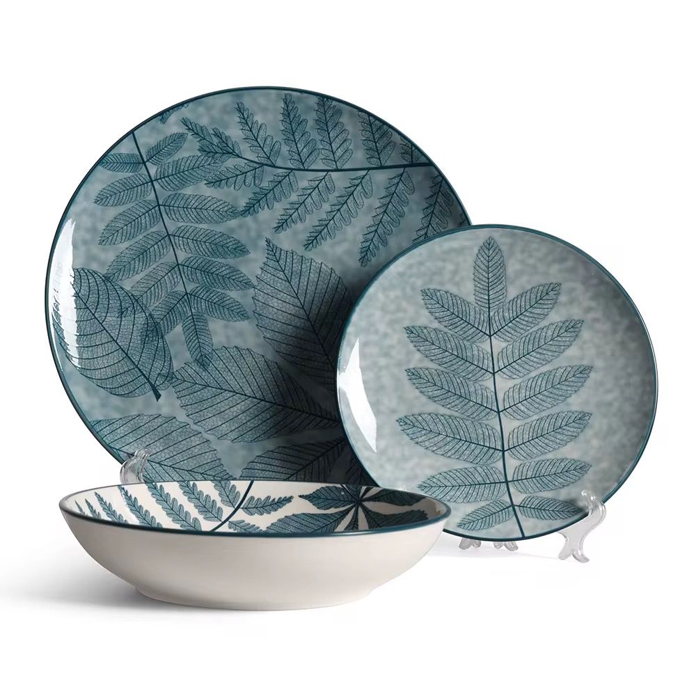 Service a Table en Porcelaine 12 Pièces Golden House Vert