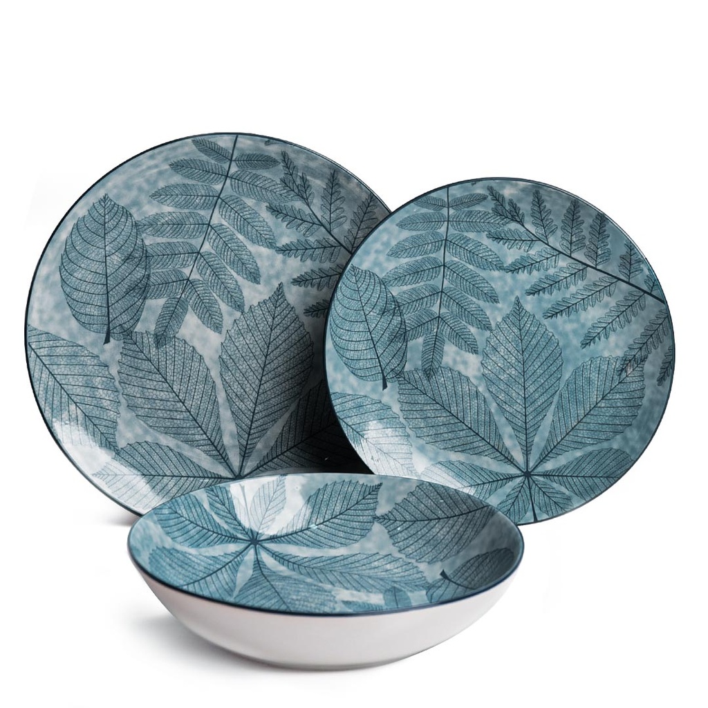 Service a Table en Porcelaine 12 Pièces Golden House Vert