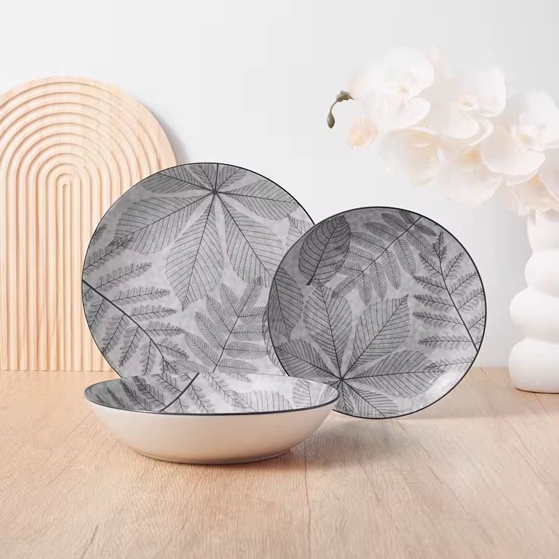 Service a Table en Porcelaine 12 Pièces Golden House Gris Charbon