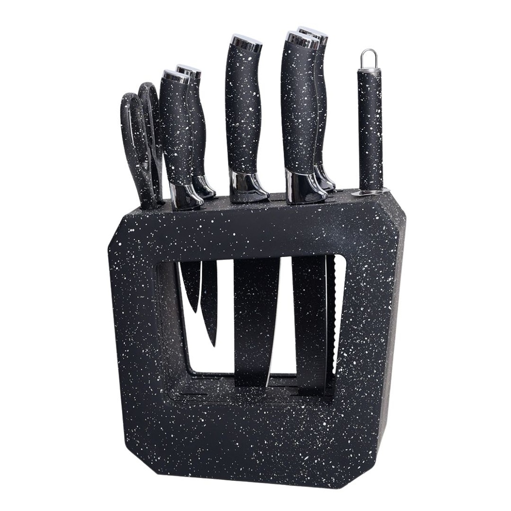 Ensemble 8 Pièces Couteaux avec Support Noir