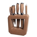Ensemble 8 Pièces Couteaux avec Support Marron