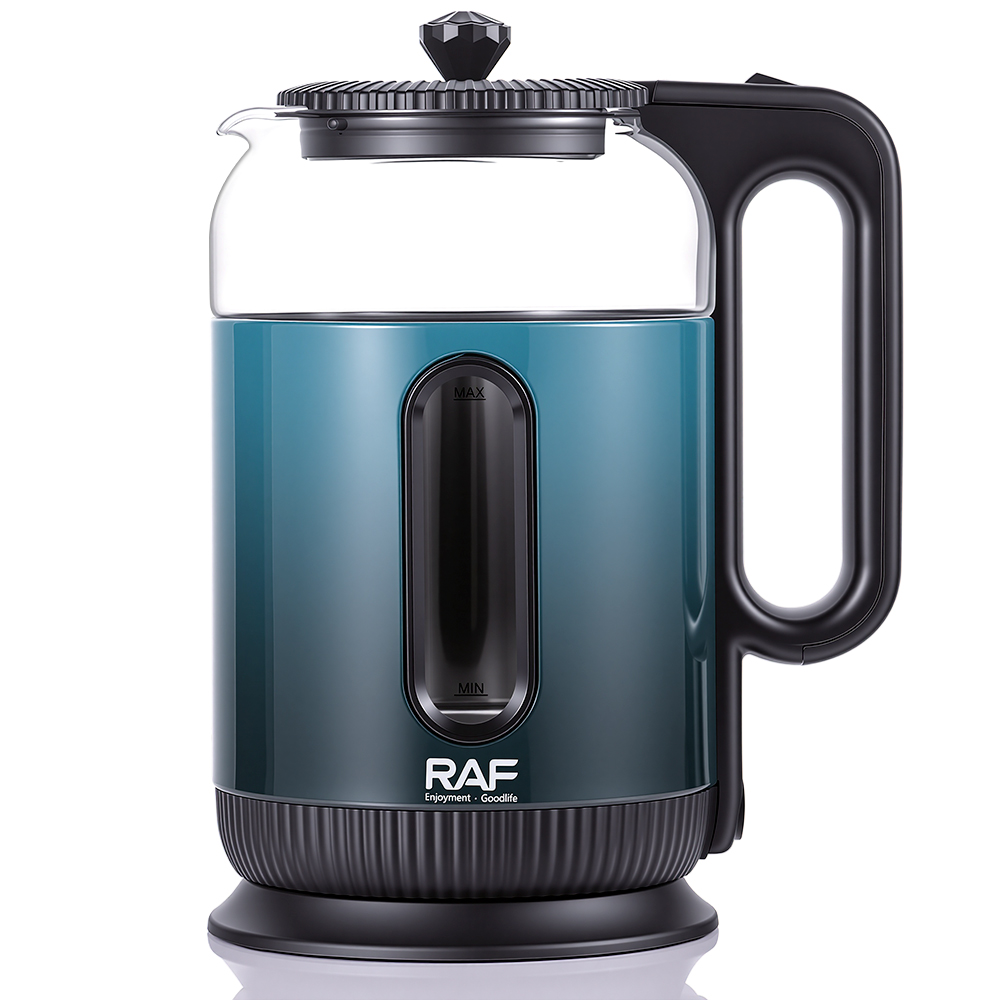 [R-7203N] Bouilloire Electrique En Verre RAF 2L -1500 W Bleu Noir