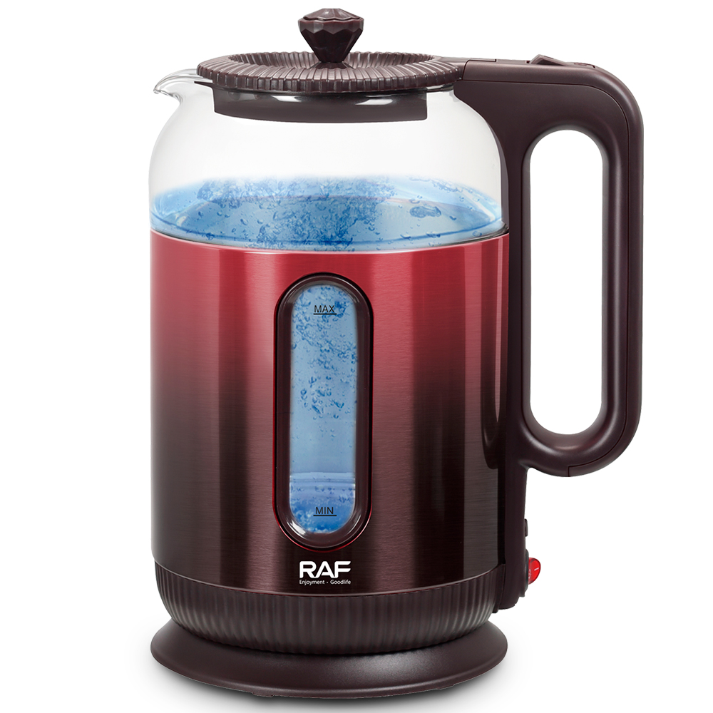 [R-7203R] Bouilloire Electrique En Verre RAF 2L -1500 W Rouge