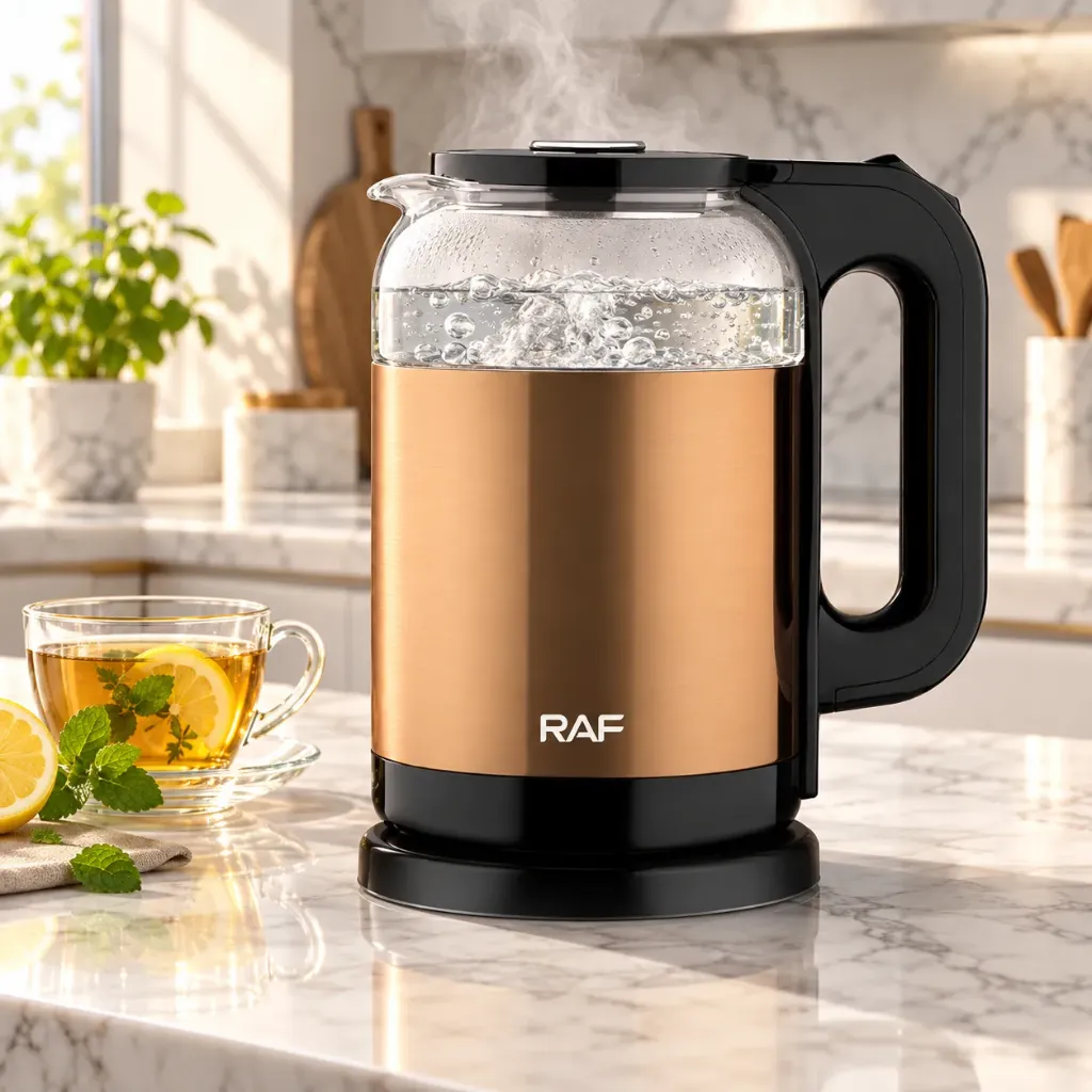 [R-7832M] Bouilloire Electrique En Verre RAF 2L -1500 W- Marron