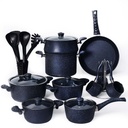 Batterie de Cuisine 22 Pièces Granite Golden House Bleu Nuit