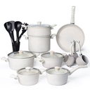 Batterie de Cuisine 22 Pièces Granite Golden House Blanc Cassé