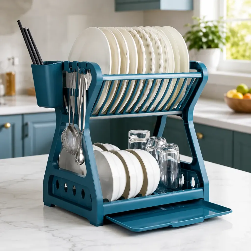 Egouttoir A Vaisselle En Plastique Bleu