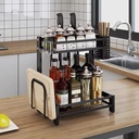 Etagère de Rangement à 2 Niveaux En Acier Noir 