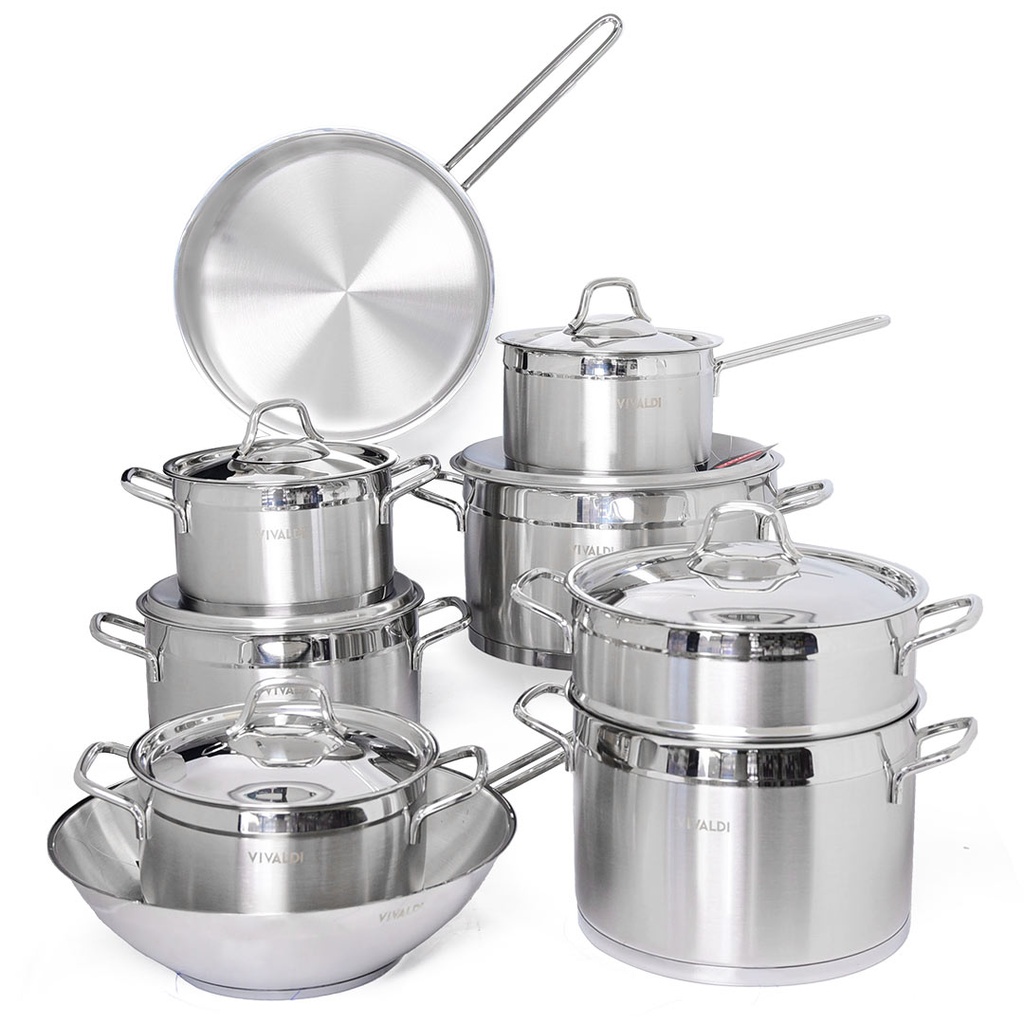Batterie De Cuisine Vivaldi Anka 15 Pieces En Inox 18/10