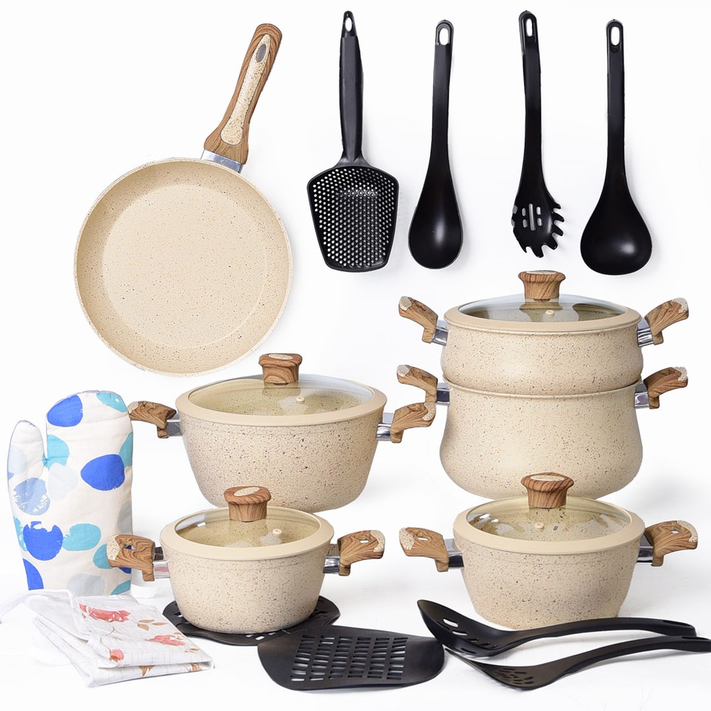 [WHM-680-B] Batterie De Cuisine Vivaldi  20 Pieces En Granite Beige