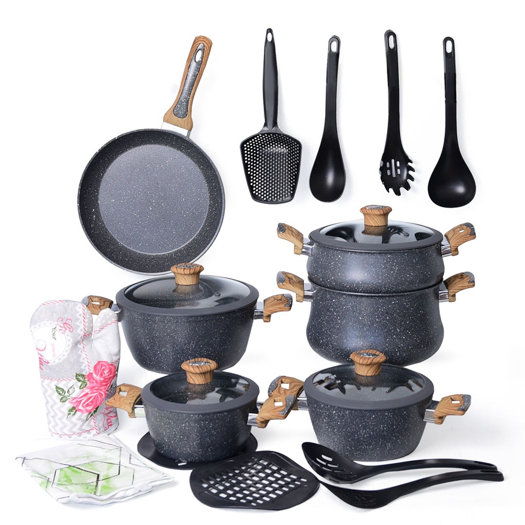 Batterie De Cuisine Vivaldi  20 Pieces En Granite Gris