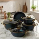 Batterie De Cuisine Vivaldi-9 Pièces Granite Bleu
