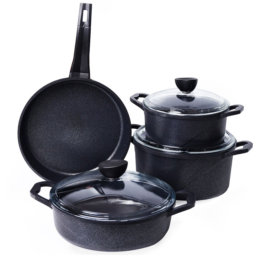[WHM-1931-N] Batterie de Cuisine Vivaldi Akda en Granit - 7 Pièces - Bleu Nuit
