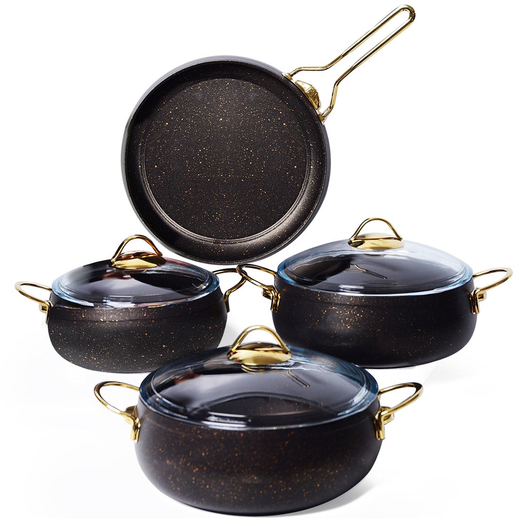 [WHM-1610-N] Batterie De Cuisine Vivaldi Babil 7 Pièces Granite Noir