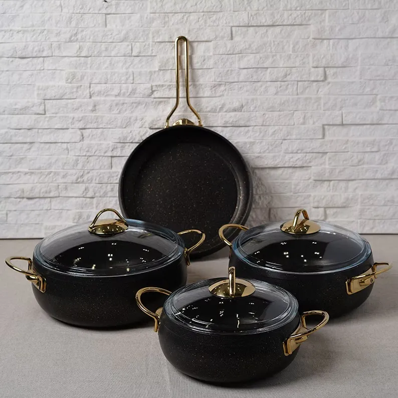 [WHM-1610-N] Batterie De Cuisine Vivaldi Babil 7 Pièces- Granit- Noir
