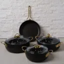 Batterie De Cuisine Vivaldi Babil 7 Pièces- Granit- Noir