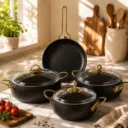 Batterie De Cuisine Vivaldi Babil 7 Pièces- Granit- Noir