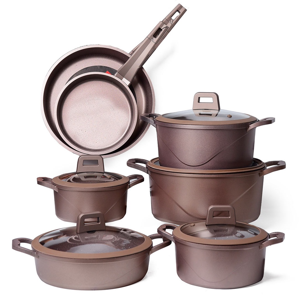 Batterie De Cuisine Vivaldi Reby 12 Pièces Granite Rose Gold