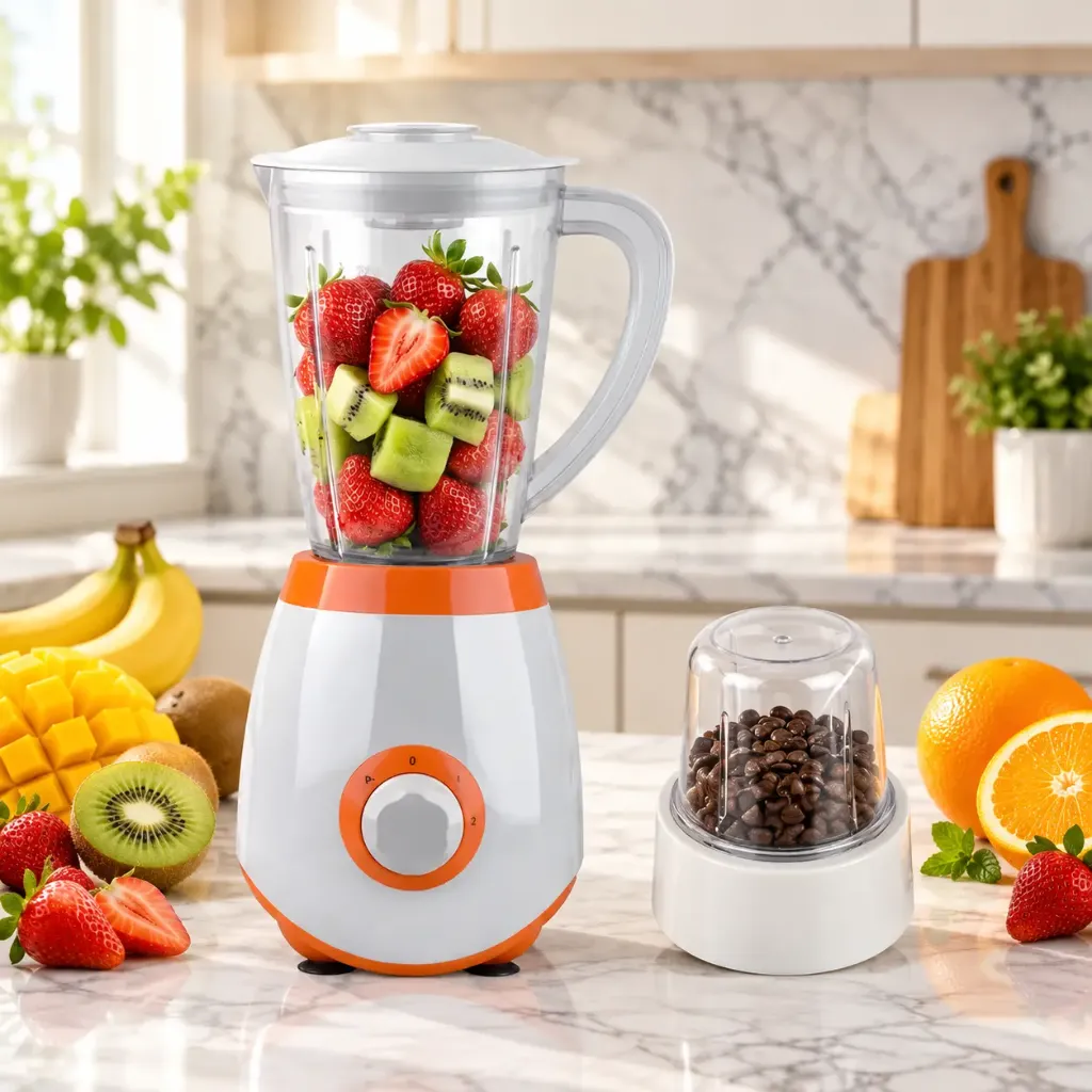 [KJ2002-OR] Blender Avec Grinder DSP en Plastique 1,5L – 350W - Orangé