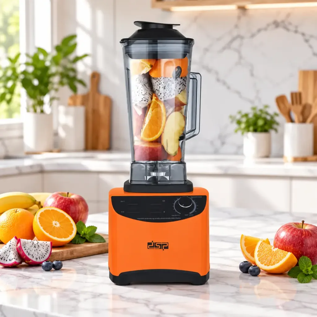 [KJ2099-OR] Blender En Plastique 15 Vitesses DSP – 2L – 1800W-Orangé