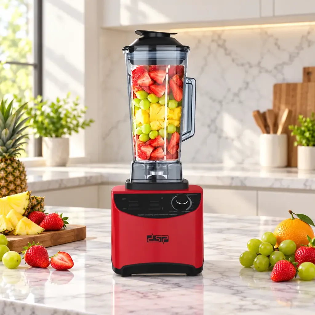 [KJ2099-R] Blender En Plastique 15 Vitesses DSP – 2L – 1800W-Rouge